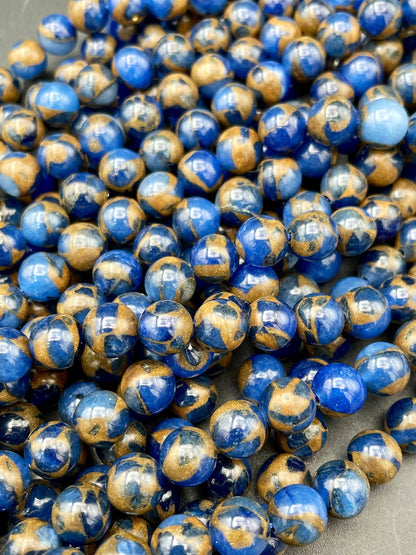 Beautiful Impression Jasper Bead. 6mm 8mm 10mm 12mm Round Bead. Beautiful Copper Blue Color Jasper. High Quality Beads! 15.5" Strand.