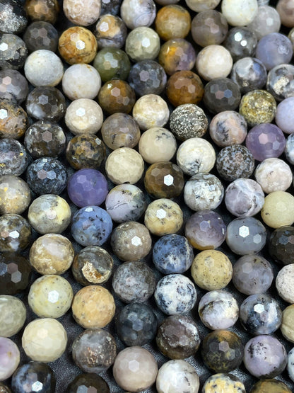 AAA Natural Opal Gemstone Bead Faceted 6mm 8mm 10mm Round Beads, Gorgeous Black Gray Brown Color Opal Gemstone Bead