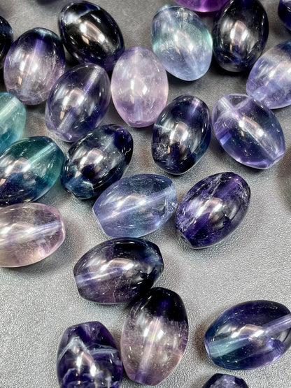 AAA Natural Fluorite Gemstone Bead 10x14mm Tube Shape, Gorgeous Green Purple Fluorite LOOSE BEADS