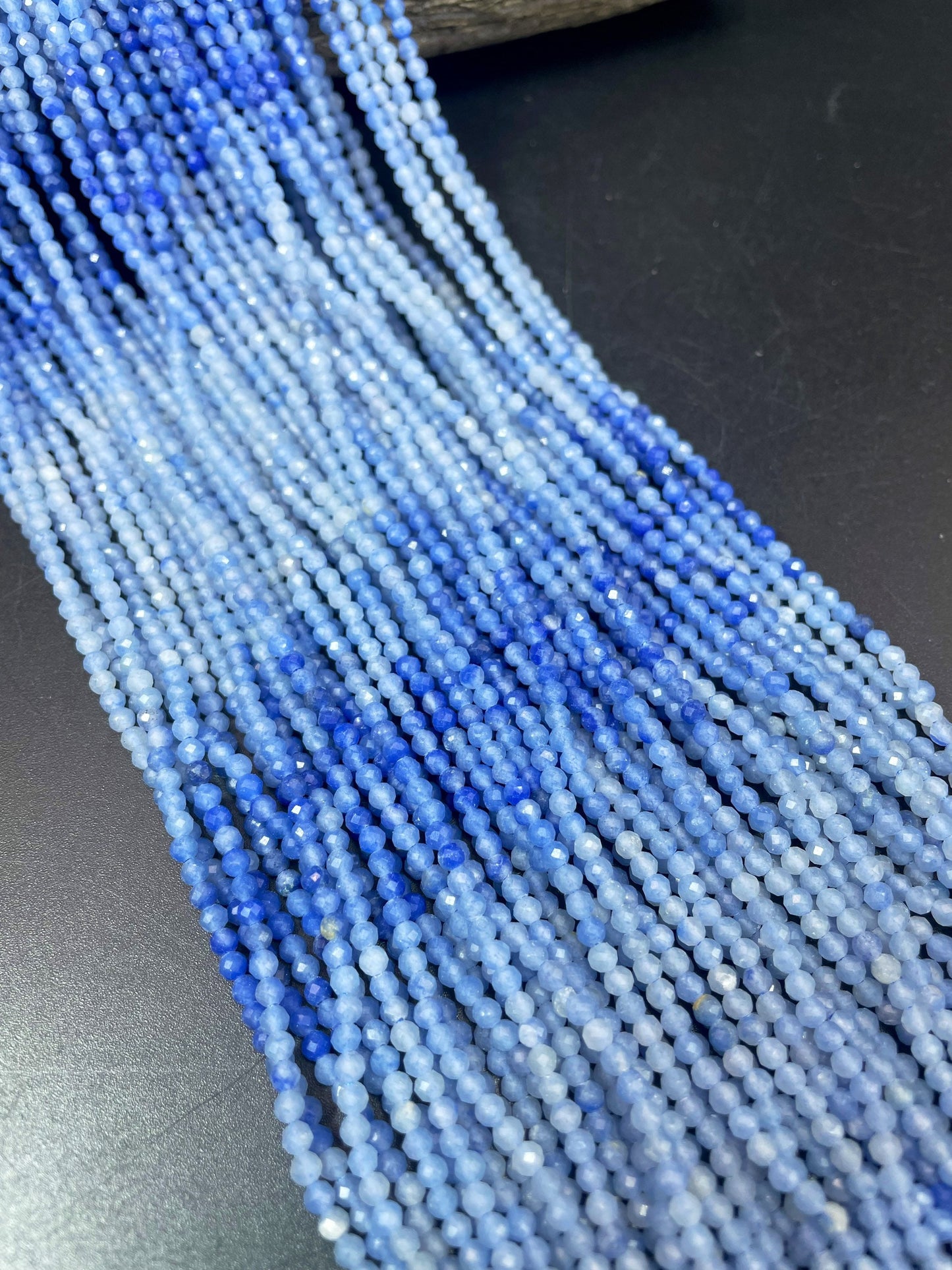 AAA natural blue aventurine stone bead. Faceted 3mm round bead. Beautiful blue color. Aventurine gemstone. Full strand length 15.5”