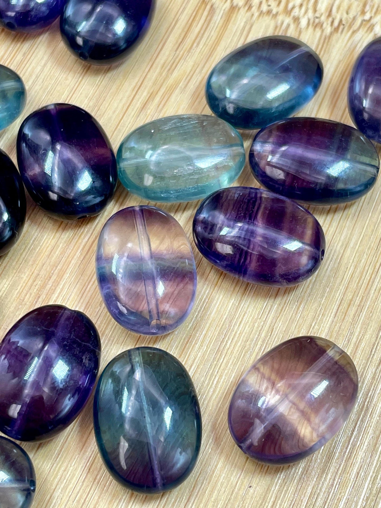 AAA Natural Fluorite Gemstone Bead 18x13mm Oval Shape, Gorgeous Multicolor Fluorite Gemstone Bead, LOOSE BEADS