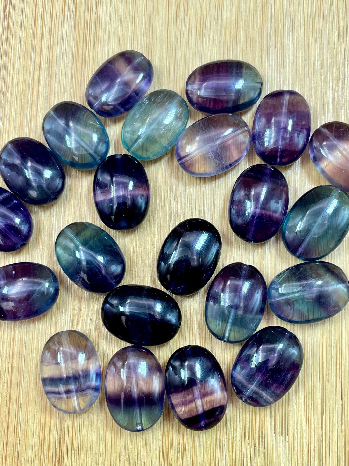 AAA Natural Fluorite Gemstone Bead 18x13mm Oval Shape, Gorgeous Multicolor Fluorite Gemstone Bead, LOOSE BEADS