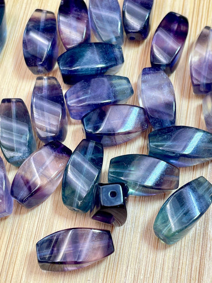 AAA Natural Fluorite Gemstone Bead 17x8mm Barrel Shape, Gorgeous Multicolor Purple Green Fluorite Gemstone Bead, LOOSE BEADS