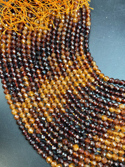 AAA natural garnet stone bead. Faceted 5.5mm round bead. Beautiful natural brown multi color garnet gemstone. Full strand 15.5”