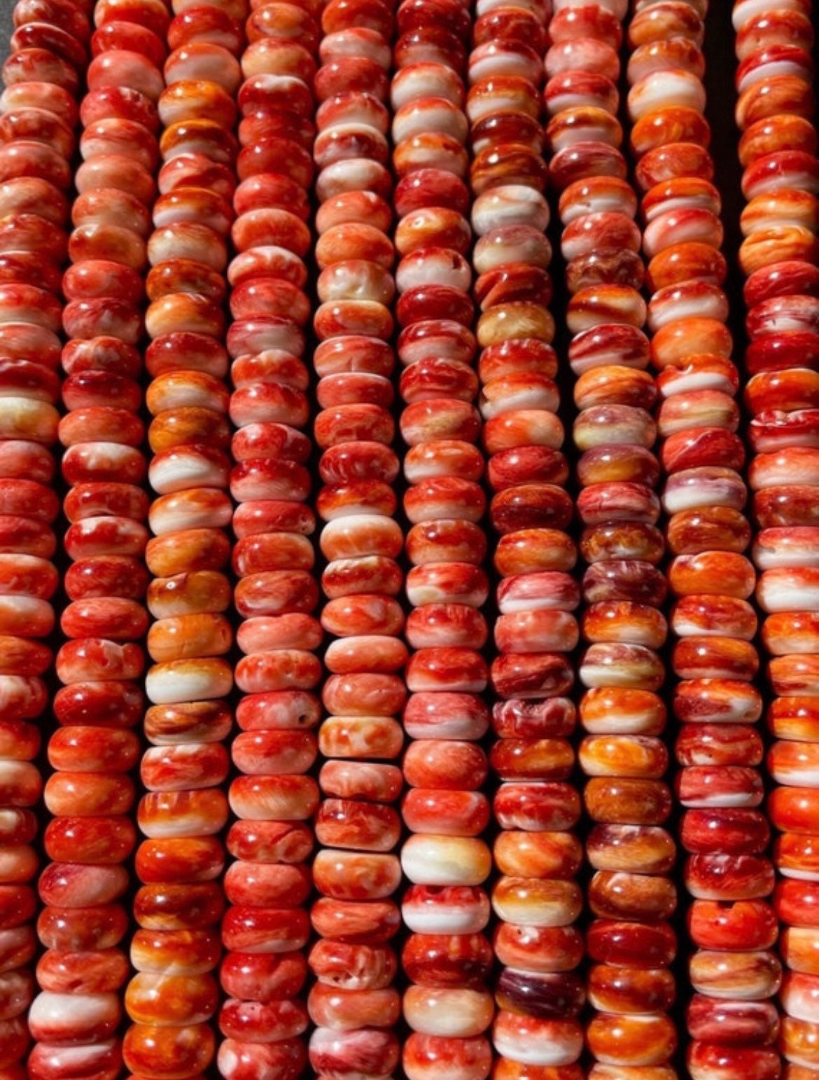 Natural Spiny Oyster Shell Bead 5x8mm Rondelle Shape, Gorgeous Natural Red Orange Color, High Quality Spiny Oyster Shell Beads