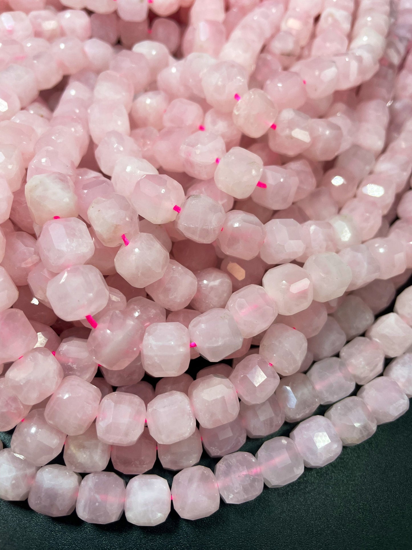 AAA Natural Rose Quartz Gemstone Bead Faceted 8mm Cube Shape, Beautiful Natural Pink Rose Quart Gemstone Bead