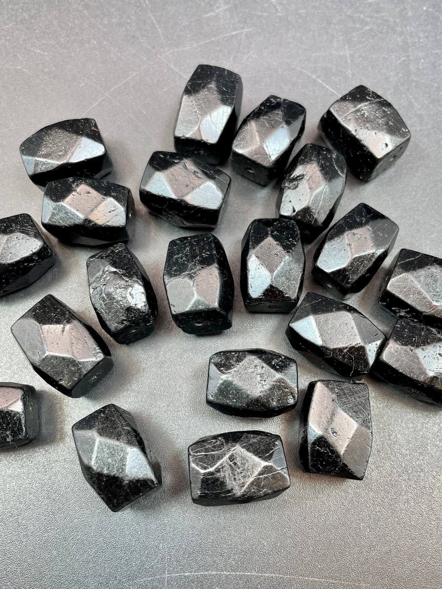 AAA Natural Black Tourmaline Gemstone Beads Faceted 10x16mm Rectangle Nugget Shape, Beautiful Black Color LOOSE BEADS