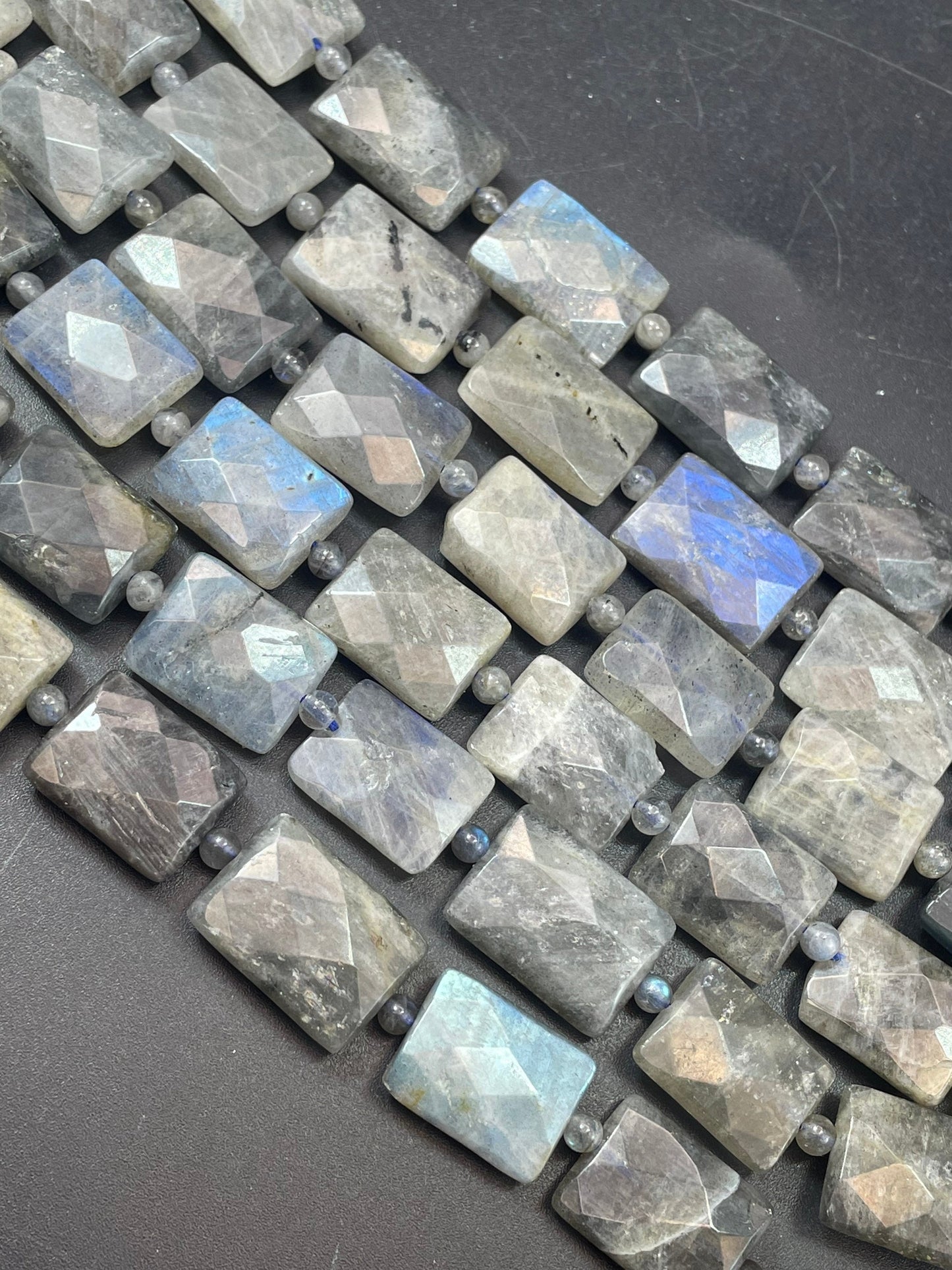 AAA Mystic Natural Labradorite Gemstone Bead Faceted 10x14mm, 12x18mm, 15x20mm Rectangle Shape, Gorgeous Natural Gray Blue Labradorite Gemstone Bead