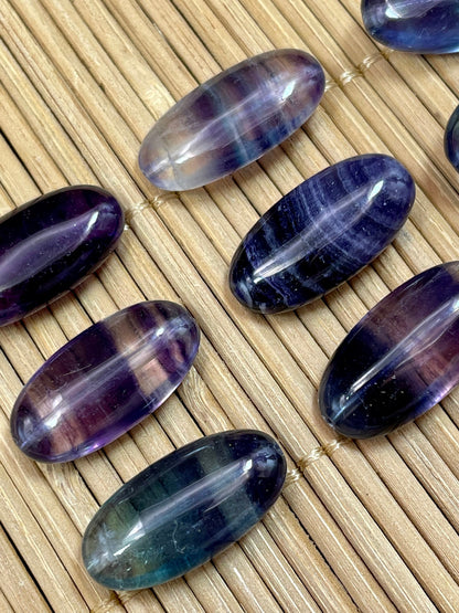 AAA Natural Fluorite Gemstone Bead 20x10mm Smooth Oval Shape, Gorgeous Natural Purple Green Color Fluorite Bead, LOOSE BEADS