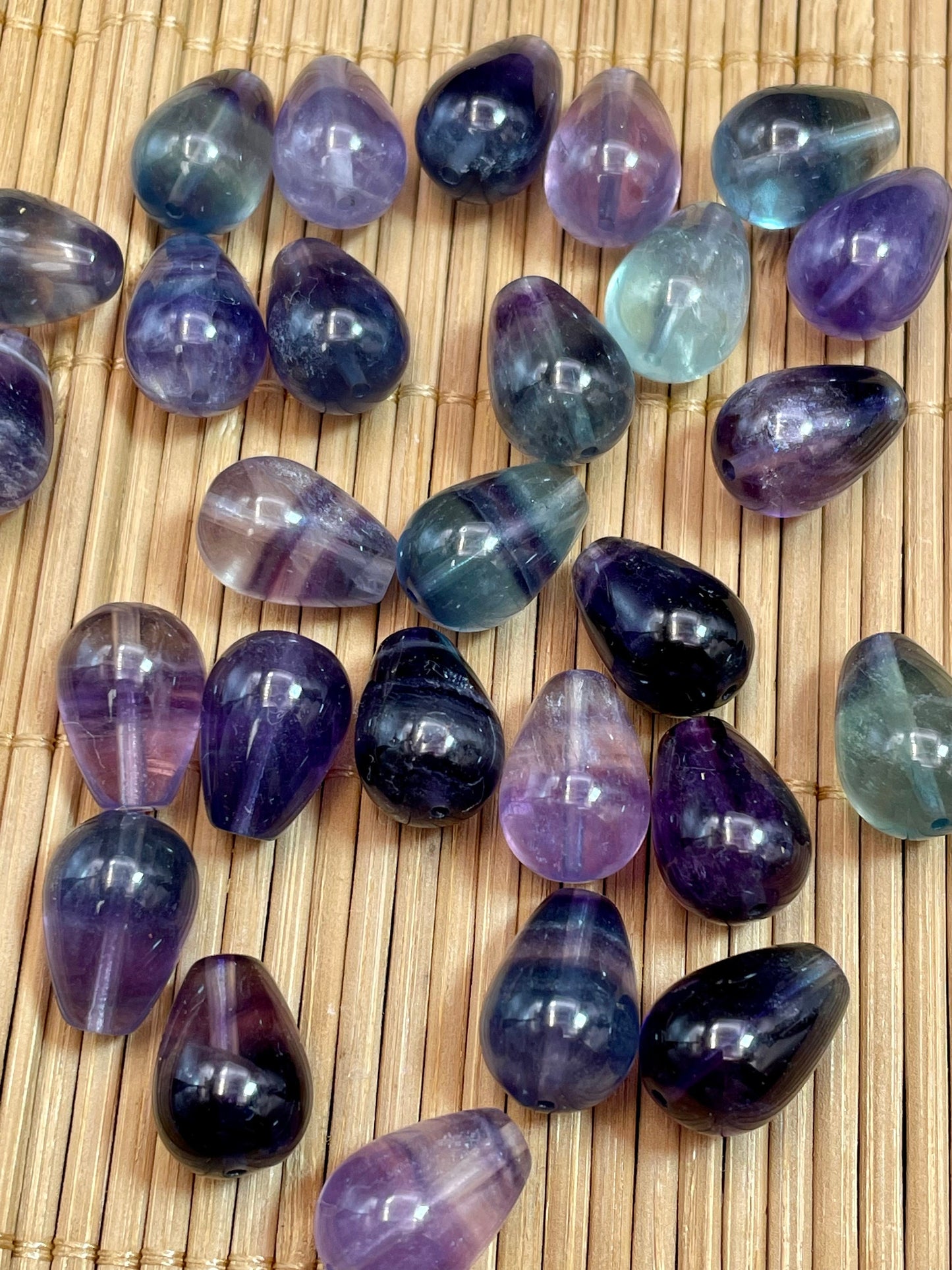 AAA Natural Fluorite Gemstone Bead 10x14mm Teardrop Shape, Gorgeous Multicolor Green Purple Colors Fluorite Gemstone Bead, LOOSE BEADS