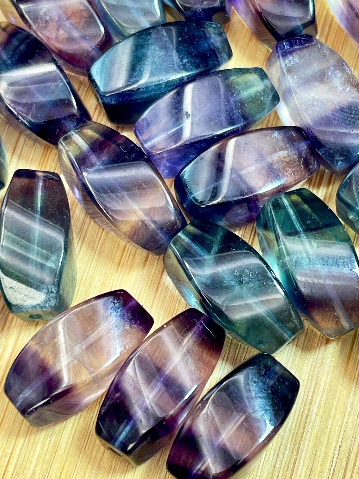 AAA Natural Fluorite Gemstone Bead 17x8mm Barrel Shape, Gorgeous Multicolor Purple Green Fluorite Gemstone Bead, LOOSE BEADS