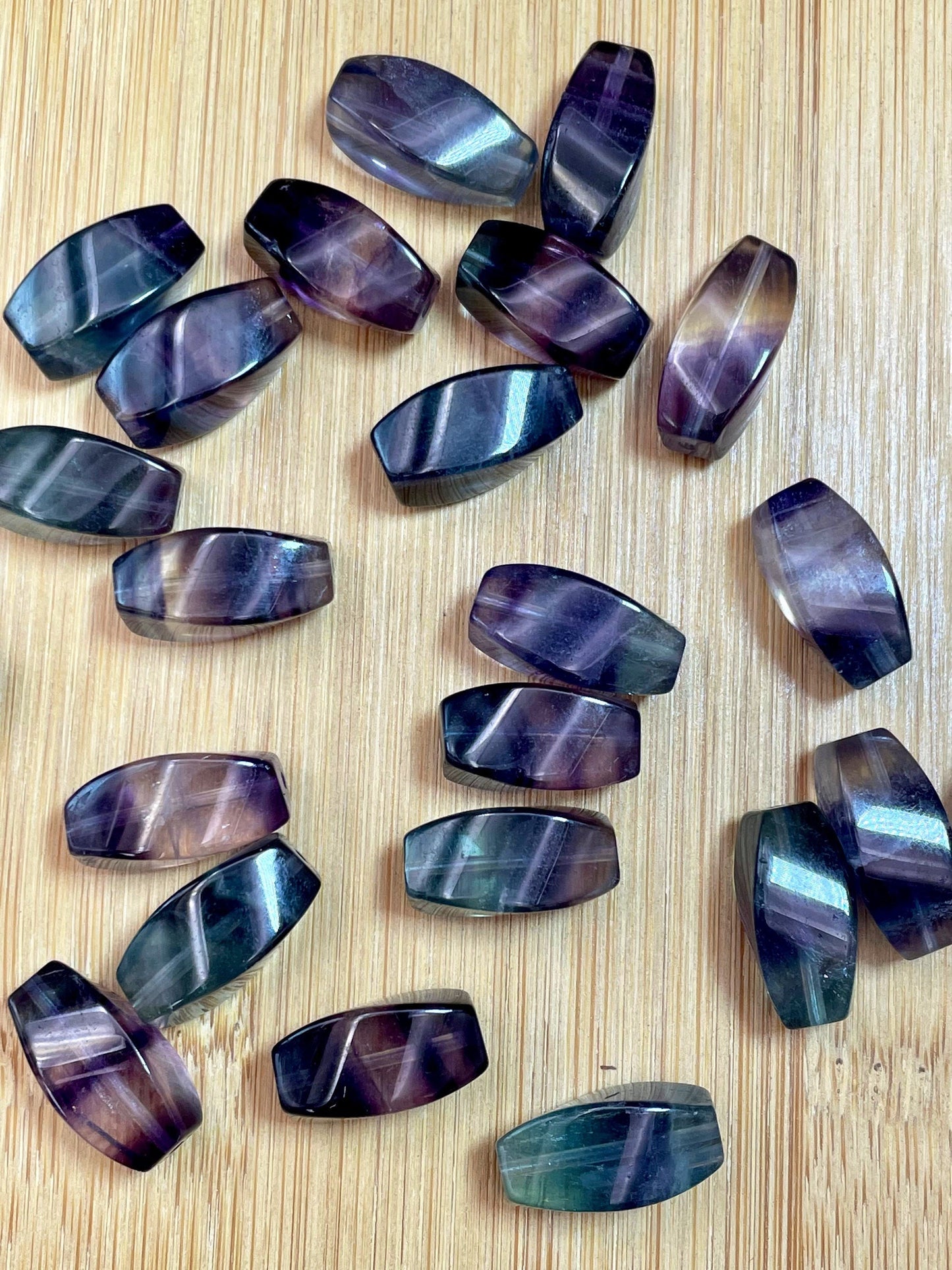 AAA Natural Fluorite Gemstone Bead 17x8mm Barrel Shape, Gorgeous Multicolor Purple Green Fluorite Gemstone Bead, LOOSE BEADS