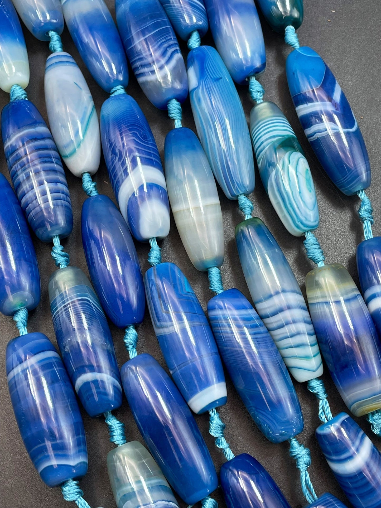 AAA Natural Botswana Gemstone Bead 14x40mm Barrel Shape, Gorgeous Turquoise Blue Color Botswana Gemstone Bead