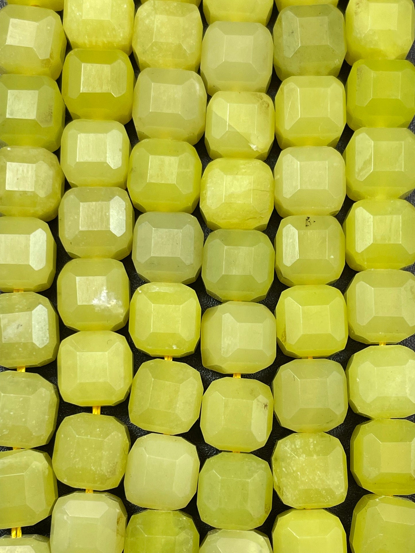 AAA Natural Lemon Jade Gemstone Bead Faceted 8mm Cube Shape, Gorgeous Lemon Green Yellow Color Jade Beads