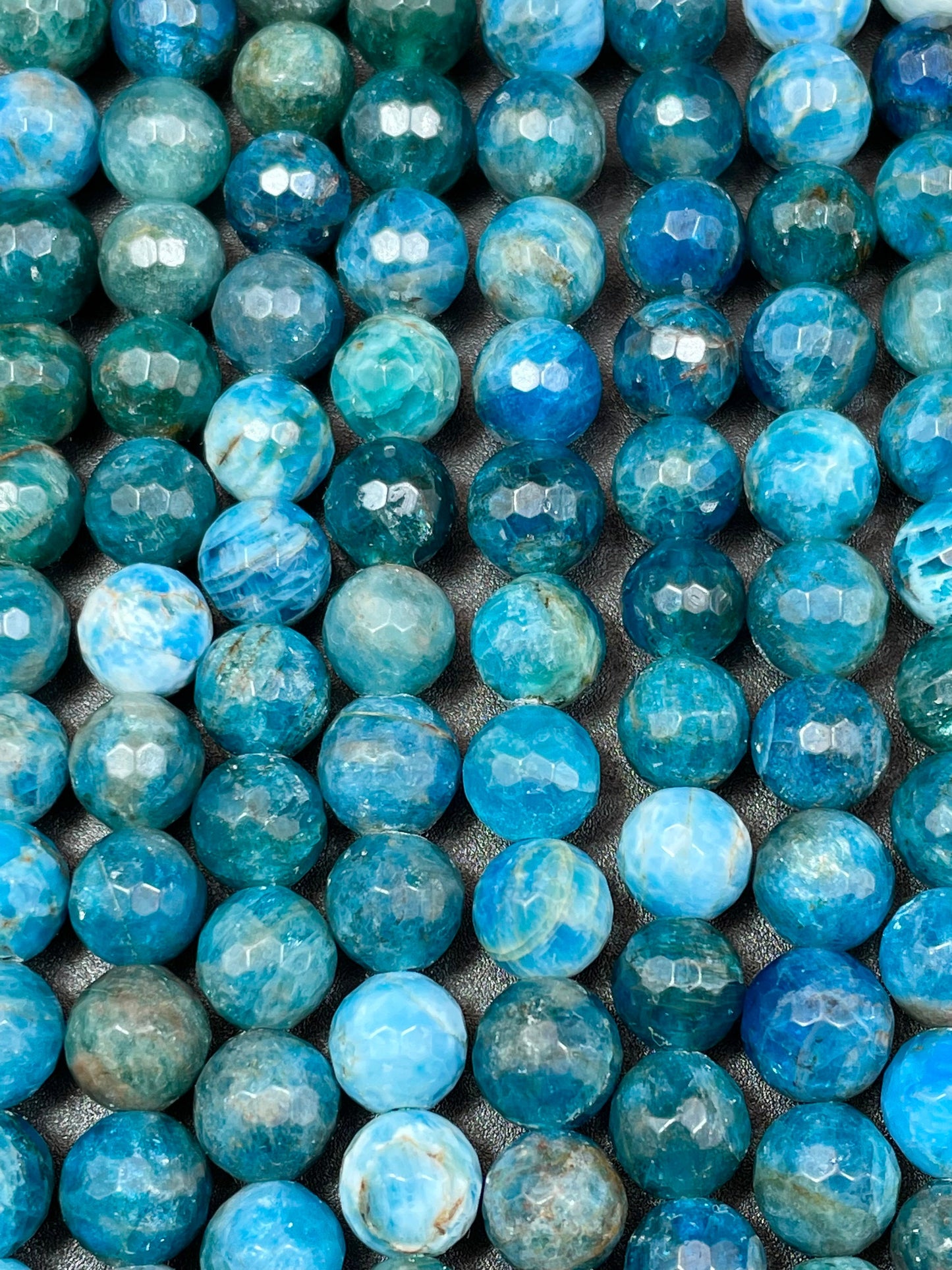 AAA Natural Blue Apatite Gemstone Bead Faceted 6mm 8mm 12mm Round Beads, Beautiful Blue Color Apatite Gemstone Beads