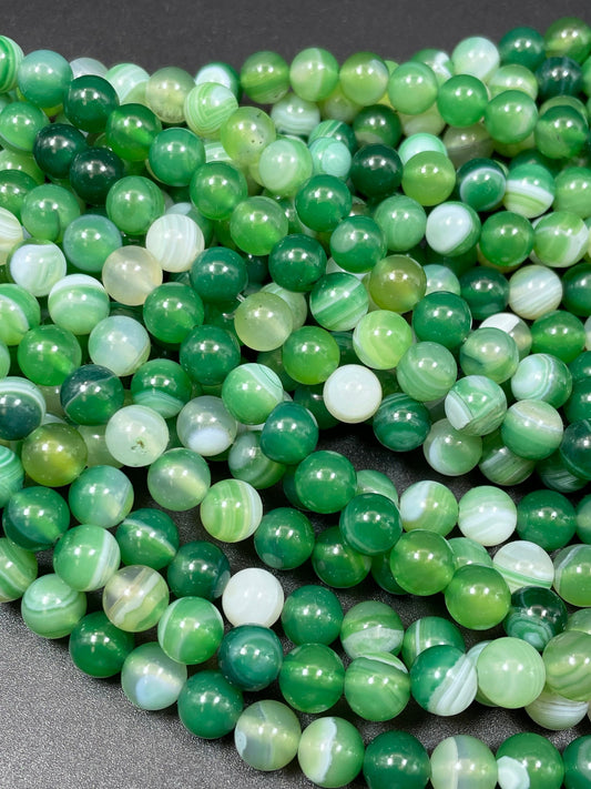 Natural Botswana Agate Gemstone Bead Smooth 6mm 8mm 10mm 12mm Round Bead, Gorgeous Green Color Botswana Gemstone Bead Full Strand 15.5"