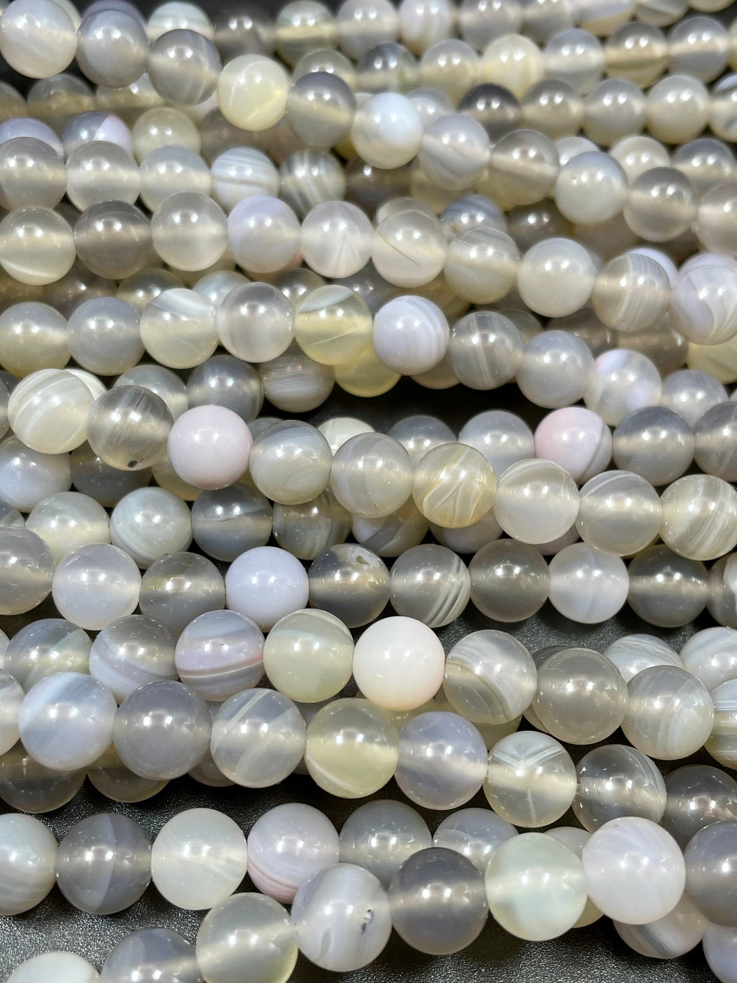 Natural Botswana Agate Gemstone Bead 6mm 8mm 10mm 12mm Round Bead, Gorgeous Gray Color Botswana Gemstone Beads 15.5"