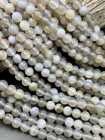 Natural Botswana Agate Gemstone Bead 6mm 8mm 10mm 12mm Round Bead, Gorgeous Gray Color Botswana Gemstone Beads 15.5"