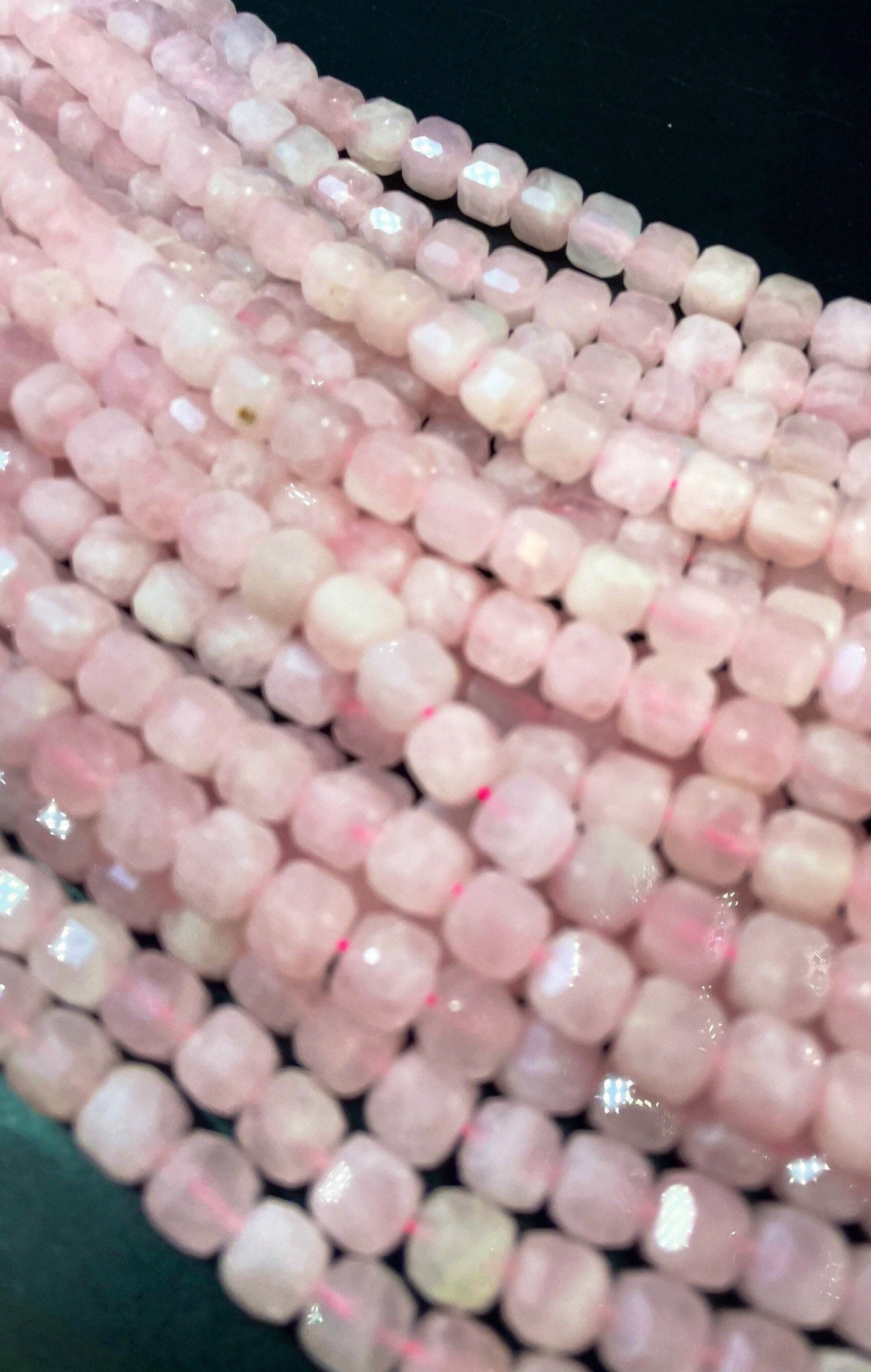 AAA Natural Rose Quartz Gemstone Bead Faceted 8mm Cube Shape, Beautiful Natural Pink Rose Quart Gemstone Bead