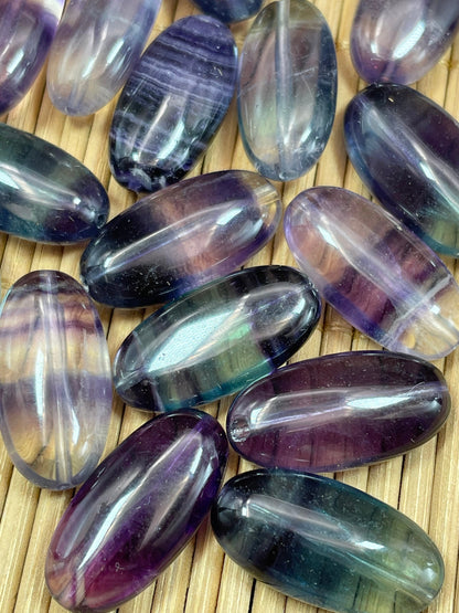 AAA Natural Fluorite Gemstone Bead 20x10mm Smooth Oval Shape, Gorgeous Natural Purple Green Color Fluorite Bead, LOOSE BEADS