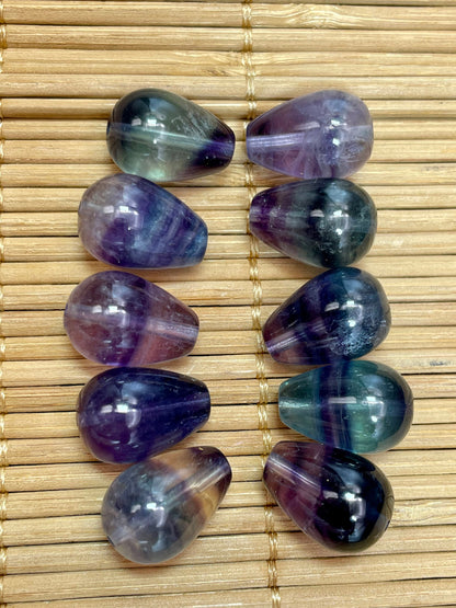 AAA Natural Fluorite Gemstone Bead 10x14mm Teardrop Shape, Gorgeous Multicolor Green Purple Colors Fluorite Gemstone Bead, LOOSE BEADS