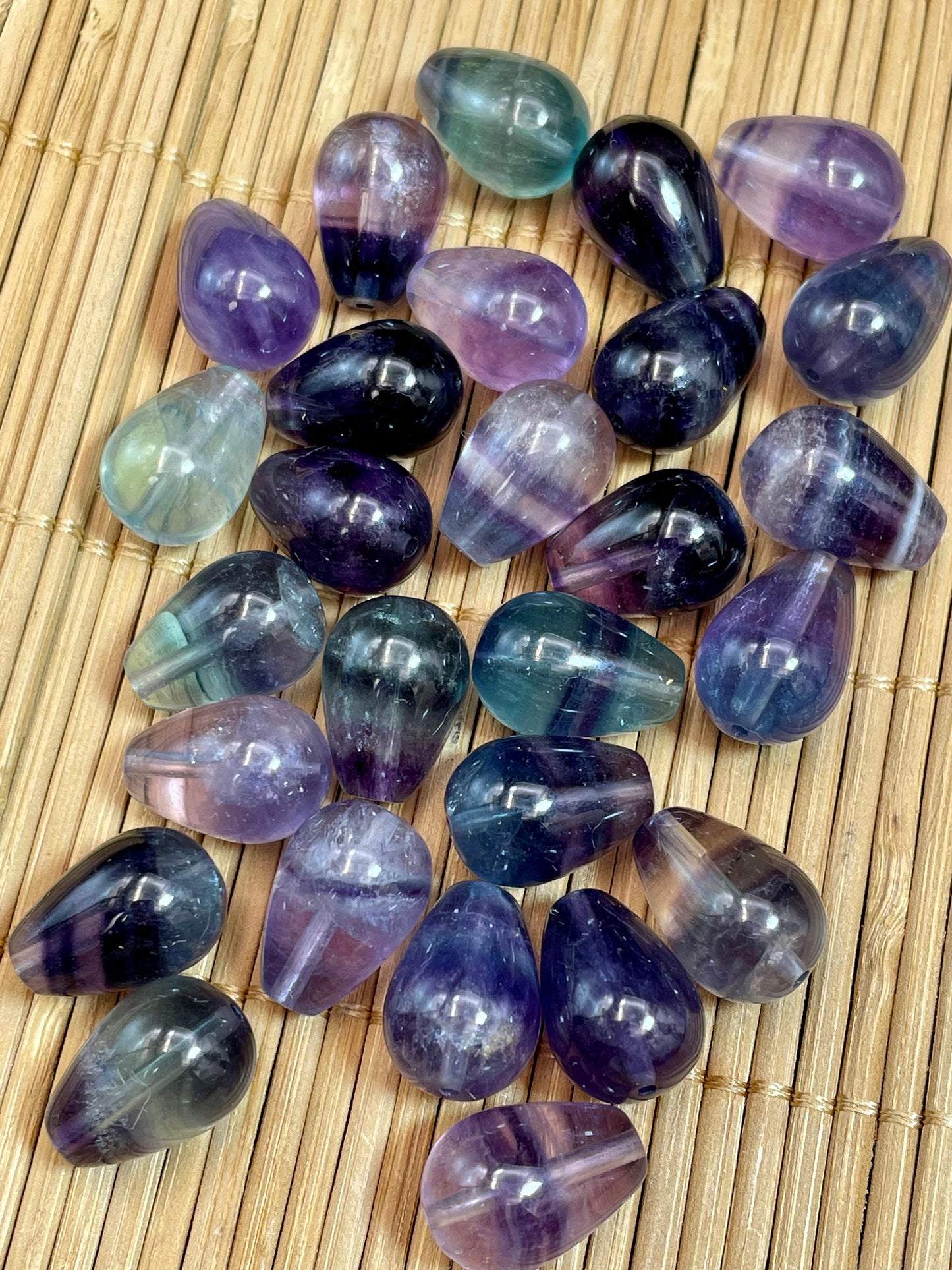 AAA Natural Fluorite Gemstone Bead 10x14mm Teardrop Shape, Gorgeous Multicolor Green Purple Colors Fluorite Gemstone Bead, LOOSE BEADS