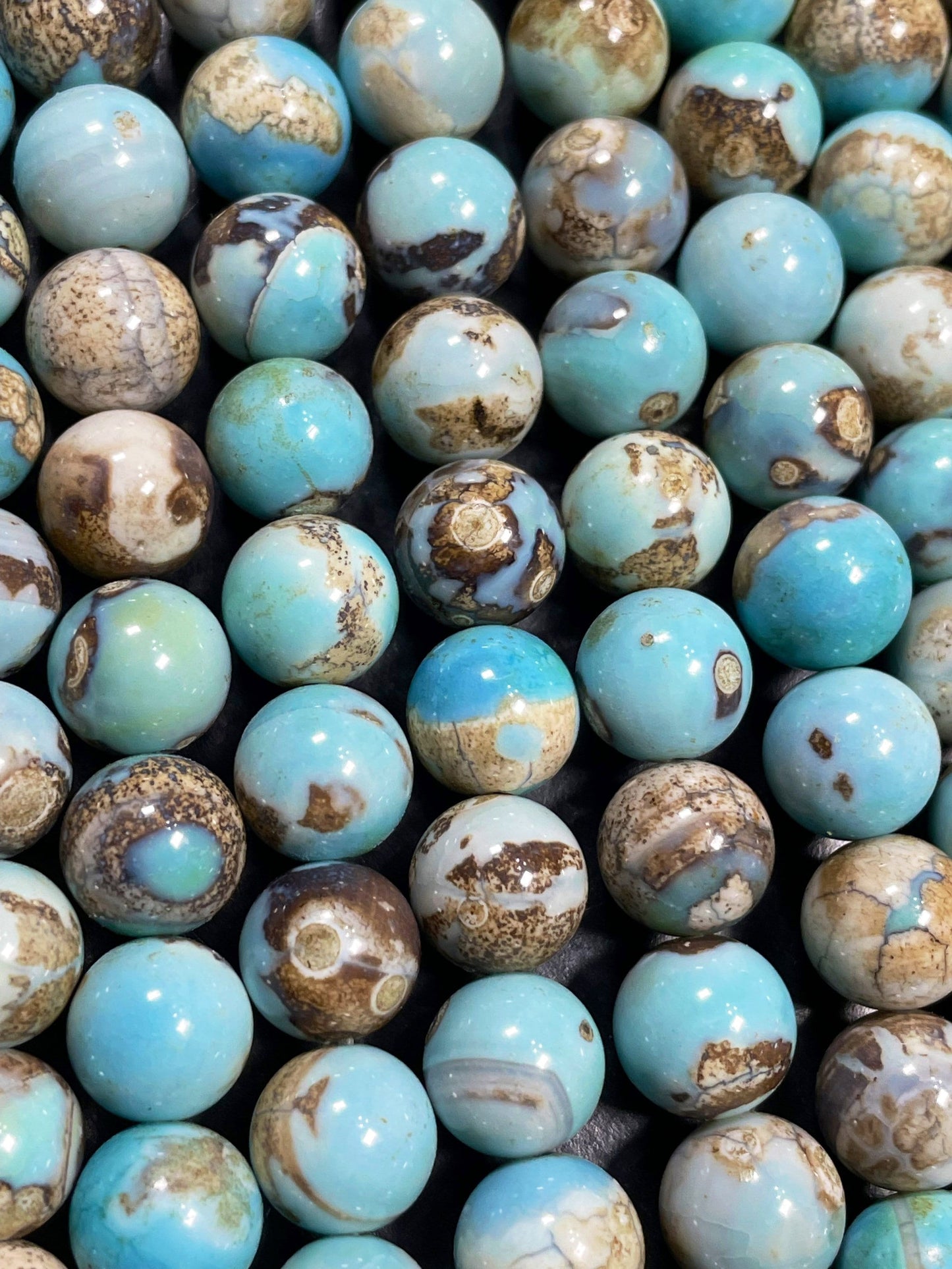 Natural Dragon Skin Agate Gemstone Bead 8mm 10mm 12mm Round Bead, Gorgeous Natural Blue Brown Color Gemstone Bead