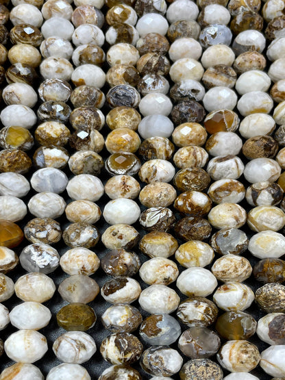 AAA Natural Zebra Jasper Gemstone Bead Faceted 8x5mm Rondelle Shape, Beautiful Natural Brown White Color Zebra Jasper Gemstone Bead