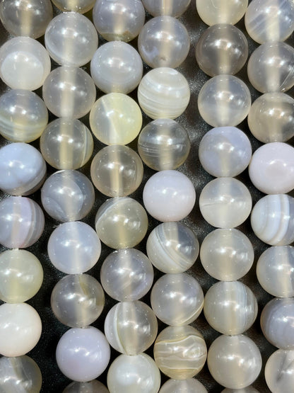 Natural Botswana Agate Gemstone Bead 6mm 8mm 10mm 12mm Round Bead, Gorgeous Gray Color Botswana Gemstone Beads 15.5"