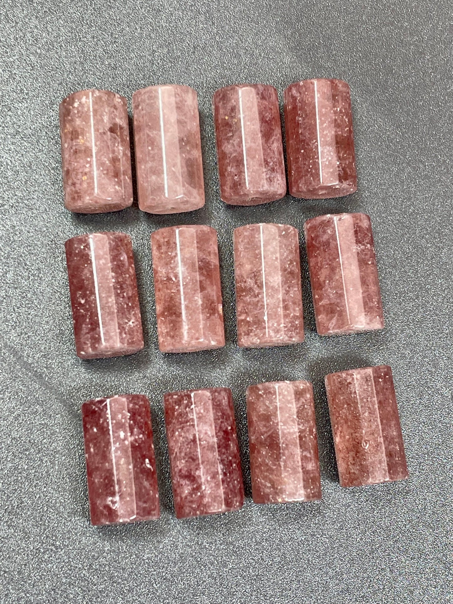 Natural Strawberry Quartz Gemstone Bead Faceted 17x9mm Tube Shape, Beautiful Red-Pink Color Strawberry Quartz LOOSE Beads