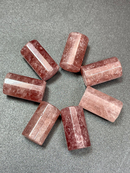 Natural Strawberry Quartz Gemstone Bead Faceted 17x9mm Tube Shape, Beautiful Red-Pink Color Strawberry Quartz LOOSE Beads