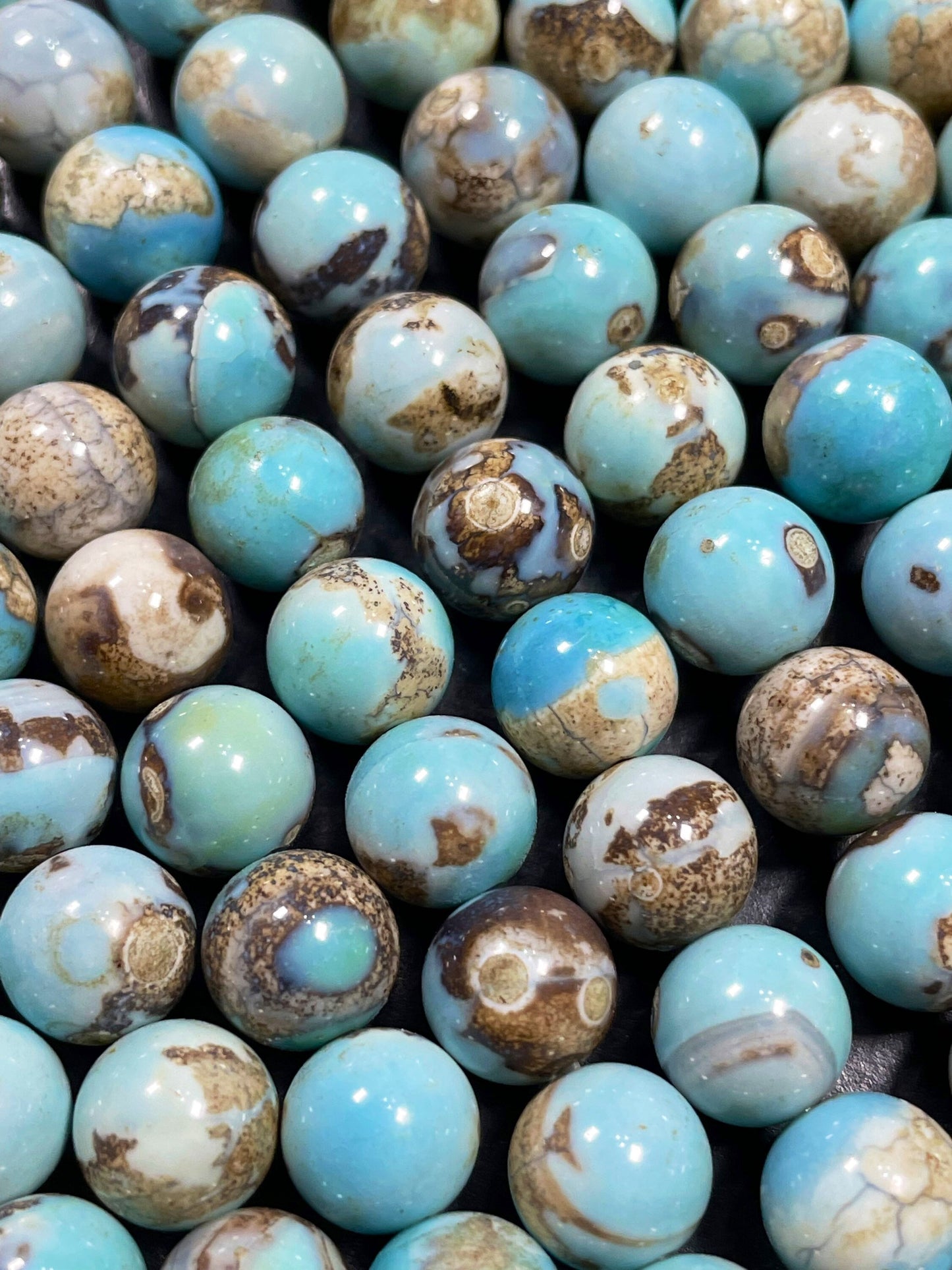 Natural Dragon Skin Agate Gemstone Bead 8mm 10mm 12mm Round Bead, Gorgeous Natural Blue Brown Color Gemstone Bead