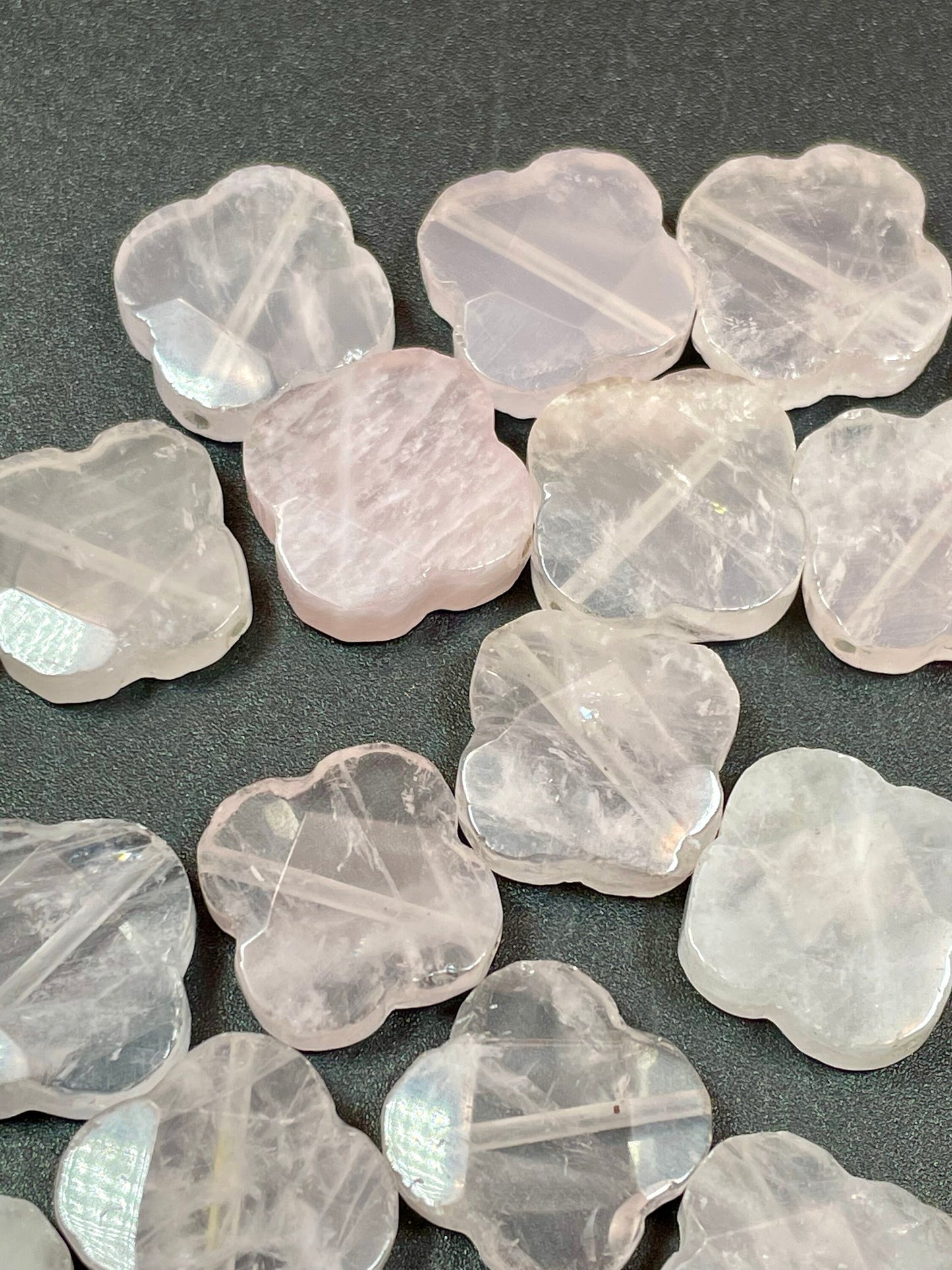 AAA Natural Rose Quartz Gemstone Bead 17mm Clover Flower Shape, Gorgeous Natural Pink Rose Quartz Gemstone LOOSE BEADS