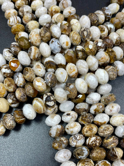 AAA Natural Zebra Jasper Gemstone Bead Faceted 8x5mm Rondelle Shape, Beautiful Natural Brown White Color Zebra Jasper Gemstone Bead