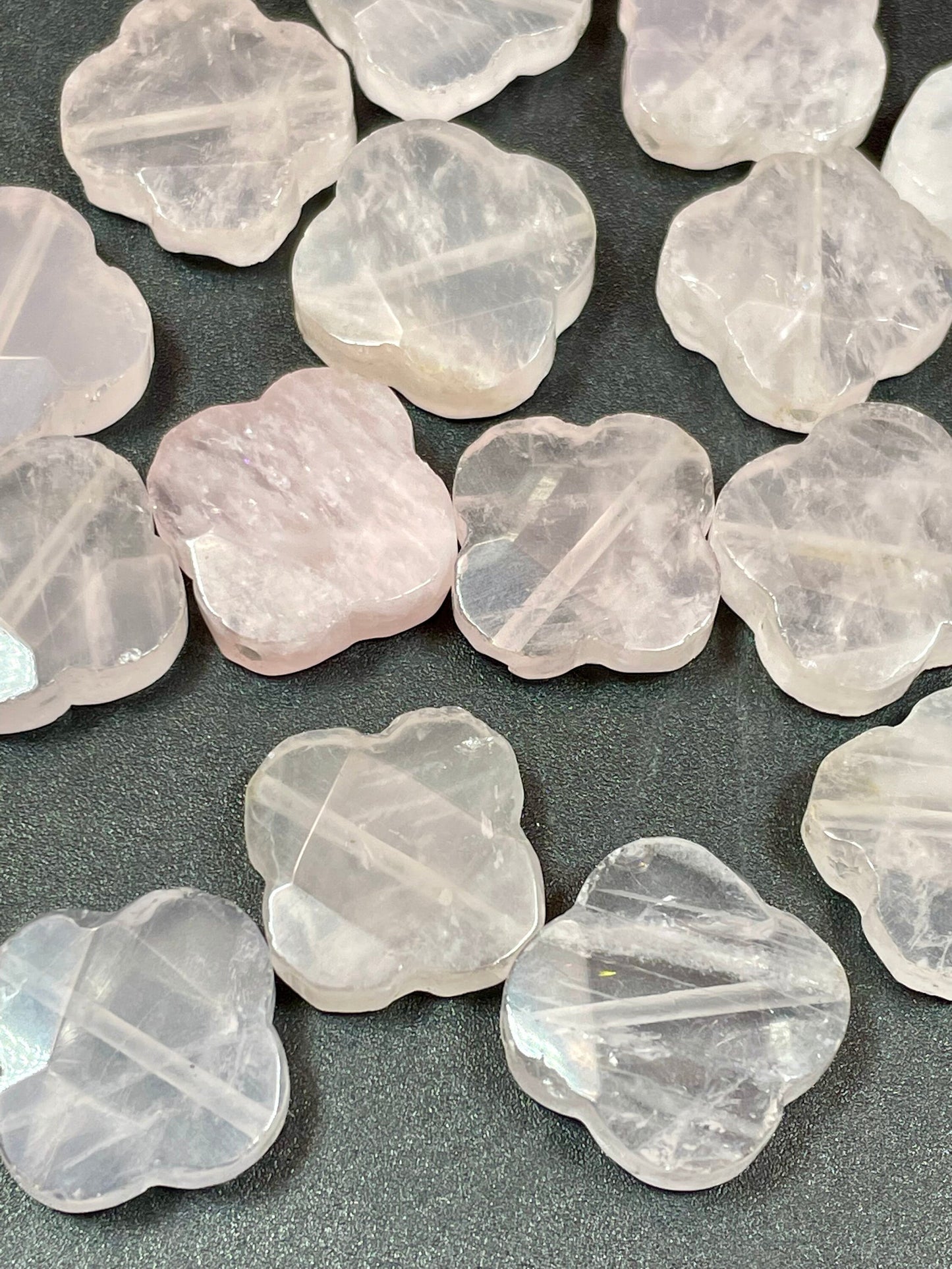 AAA Natural Rose Quartz Gemstone Bead 17mm Clover Flower Shape, Gorgeous Natural Pink Rose Quartz Gemstone LOOSE BEADS