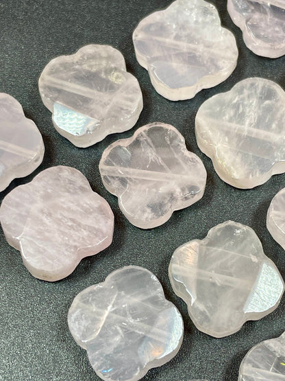 AAA Natural Rose Quartz Gemstone Bead 17mm Clover Flower Shape, Gorgeous Natural Pink Rose Quartz Gemstone LOOSE BEADS