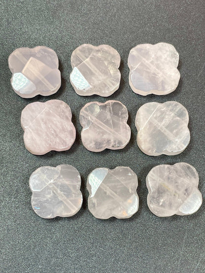 AAA Natural Rose Quartz Gemstone Bead 17mm Clover Flower Shape, Gorgeous Natural Pink Rose Quartz Gemstone LOOSE BEADS