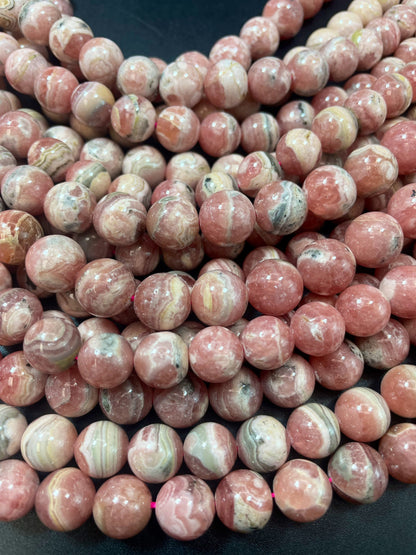 AAA Natural Rhodochrosite Gemstone Bead 4mm 6mm 8mm 10mm 12mm Round Bead, Beautiful Pink Color Rhodochrosite Gemstone Beads