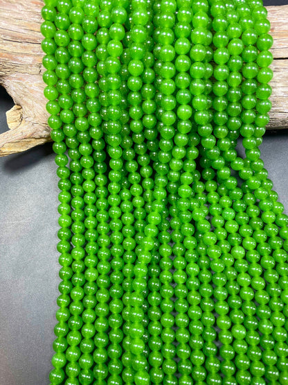 AAA Natural Canadian Jade 6mm 8mm 10mm Round Bead, Gorgeous Green Jade Gemstone Bead