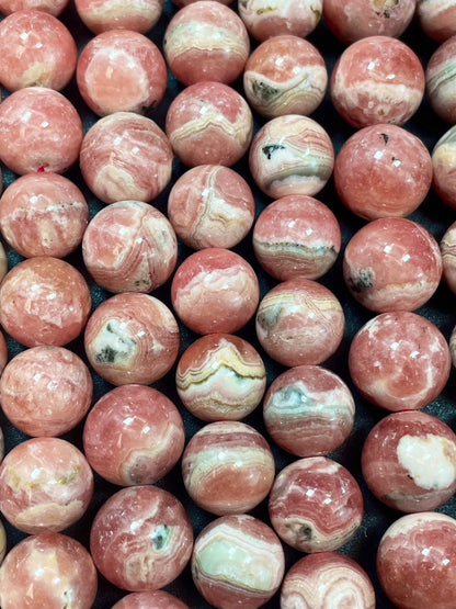 AAA Natural Rhodochrosite Gemstone Bead 4mm 6mm 8mm 10mm 12mm Round Bead, Beautiful Pink Color Rhodochrosite Gemstone Beads