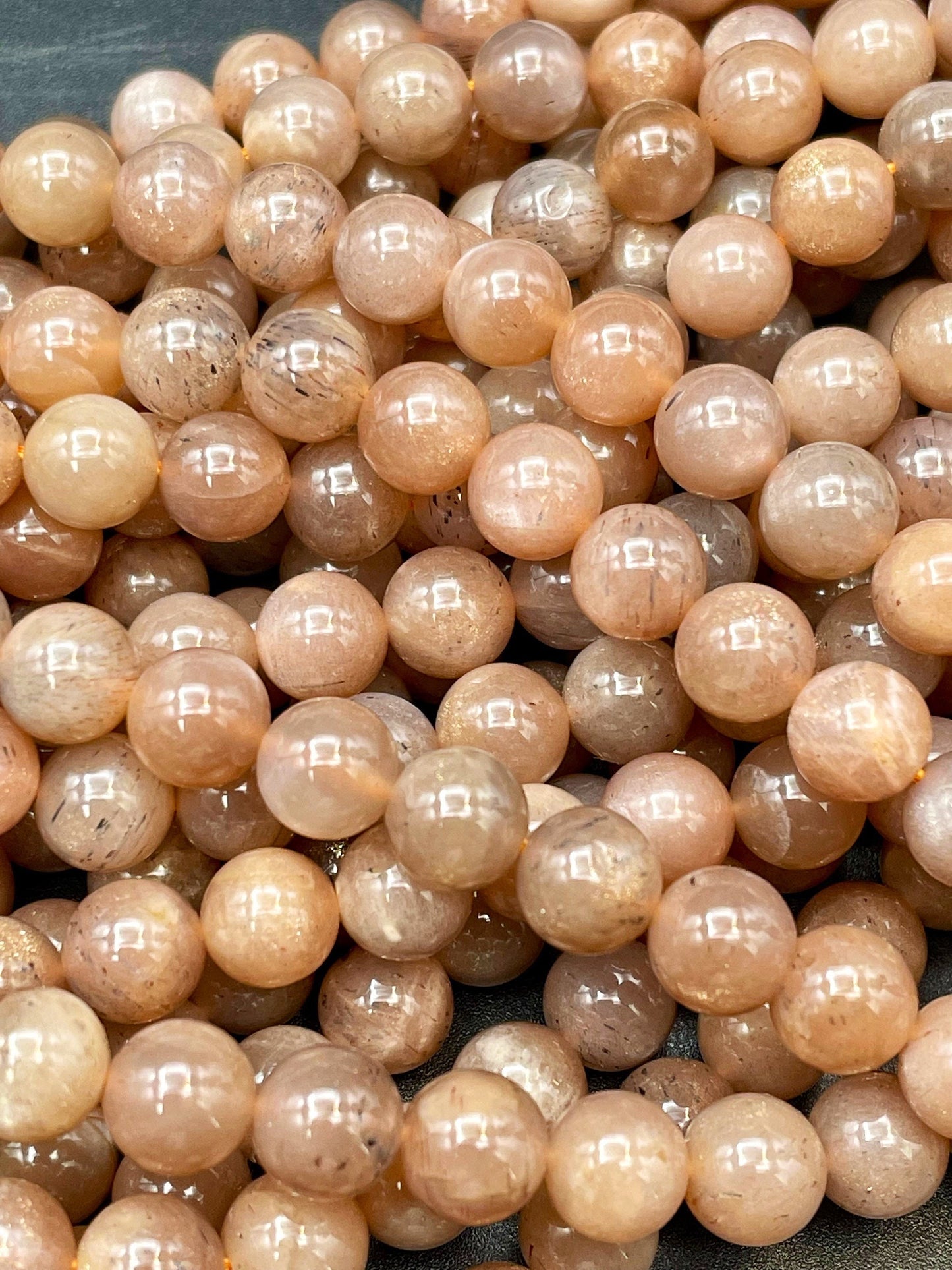 AAA Natural Brown Moonstone Gemstone Bead 6mm 8mm 10mm Round Bead, Beautiful Brown Peach Color with Flash Brown Moonstone Bead