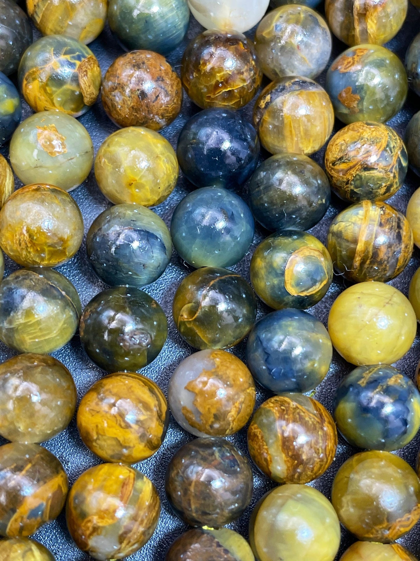 Natural Bumblebee Jasper Gemstone Bead 4mm 6mm 8mm Round Beads, Gorgeous Natural Yellow Gray Blue Black Color Bumblebee Jasper 15.5"