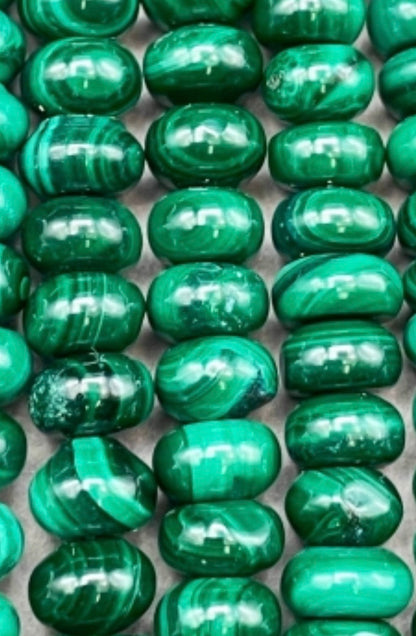 AA Natural Malachite Gemstone Bead 5x8mm Rondelle Shape, Beautiful Natural Dark Green Color Malachite Gemstone Bead, Full Strand 15.5"