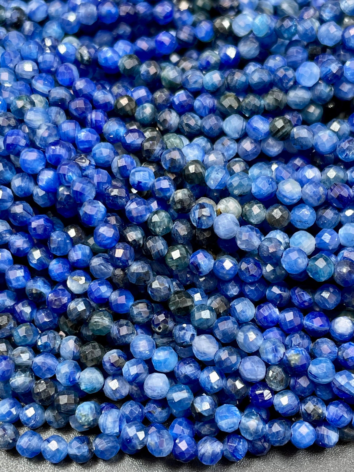 AAA Natural Kyanite Gemstone Bead Faceted 3mm Round Shape Bead, Beautiful Royal Blue Color Kyanite Gemstone Beads