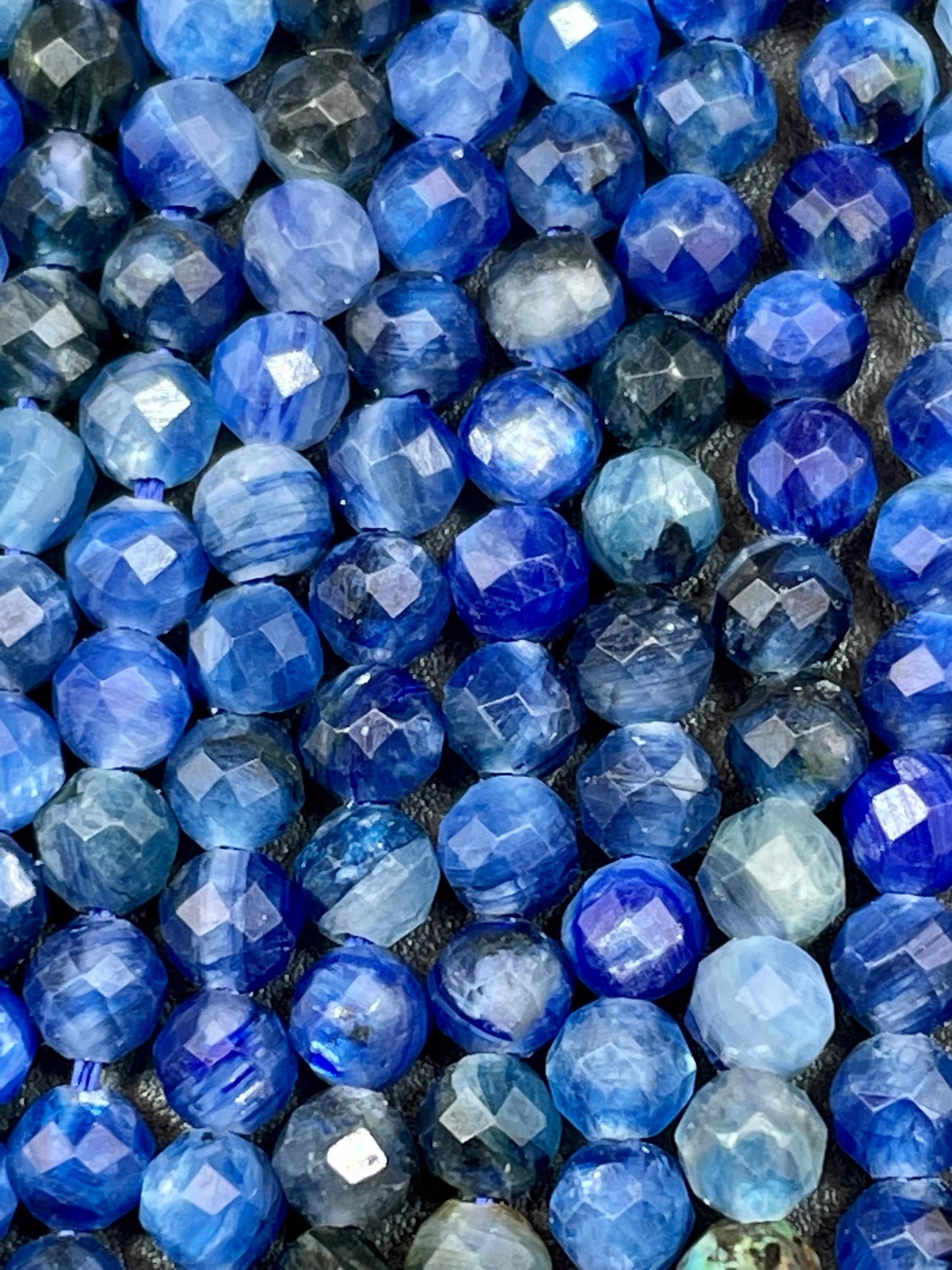 AAA Natural Kyanite Gemstone Bead Faceted 3mm Round Shape Bead, Beautiful Royal Blue Color Kyanite Gemstone Beads