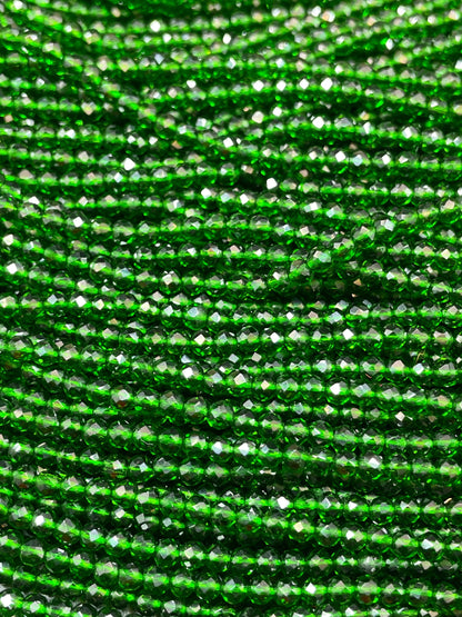 Chinese Crystal Glass Bead Faceted 2mm 3mm Round Bead, Gorgeous Translucent Green Jade Color Crystal Glass Bead