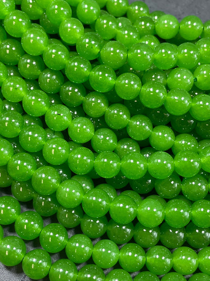 AAA Natural Canadian Jade 6mm 8mm 10mm Round Bead, Gorgeous Green Jade Gemstone Bead