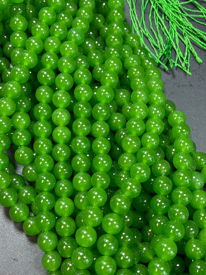 AAA Natural Canadian Jade 6mm 8mm 10mm Round Bead, Gorgeous Green Jade Gemstone Bead