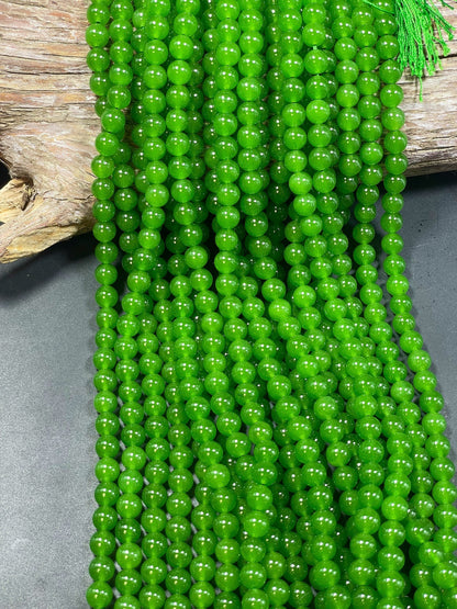 AAA Natural Canadian Jade 6mm 8mm 10mm Round Bead, Gorgeous Green Jade Gemstone Bead