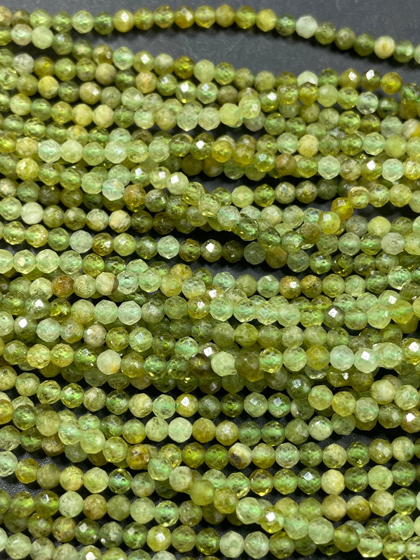 AAA Natural Green Garnet Gemstone Bead, Faceted 4mm Round Bead, Gorgeous Natural Olive Green Color Green Garnet Stone Bead